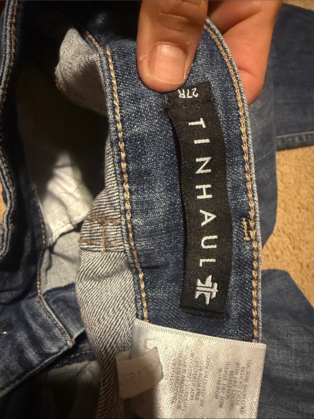 Dark Blue Women's Bootcut Jeans with Decorative Pocket Stitching - Picture 5 of 5